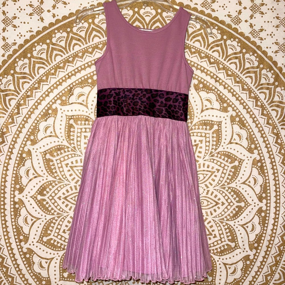 🌷HP🌷GORGEOUS “PIPPA & JULIE” GIRLS LIGHT MAUVE/CHEETAH PRINT PARTY DRESS, SZ 8